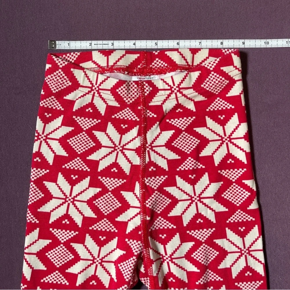 Hanna Andersson Long John Pajama PANTS Red/White - Kids Size 6-7 PJs